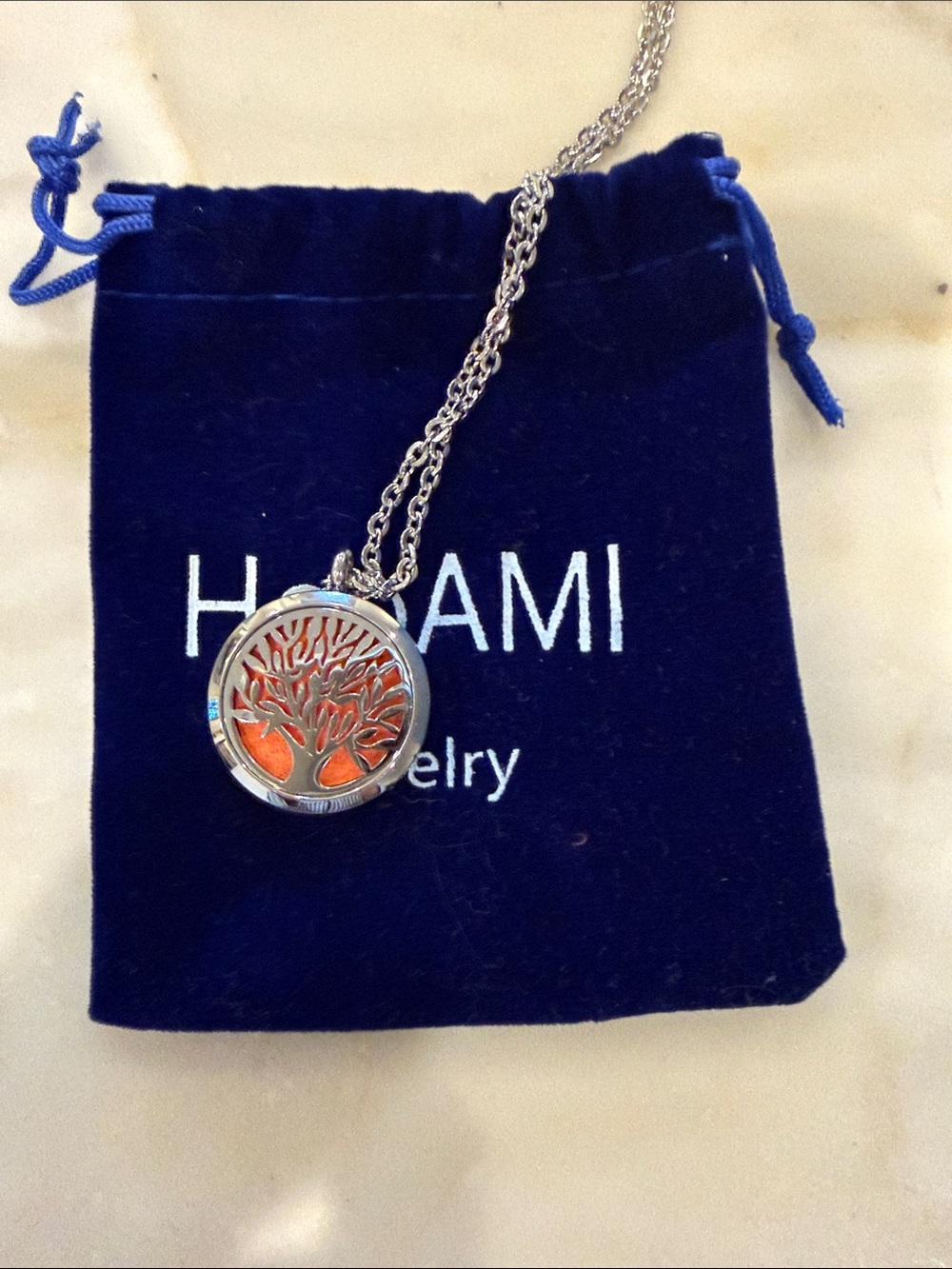 Family Tree Silver Necklace with Colored Backing